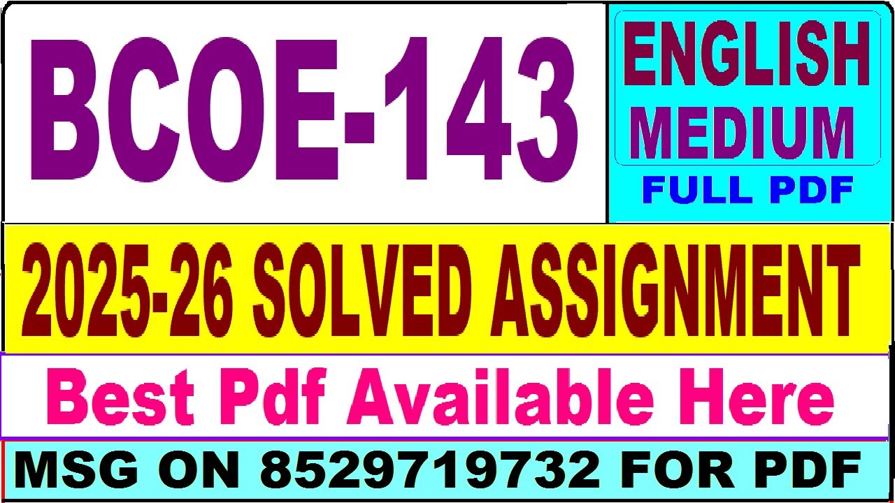 BCOE 143 solved assignment 2025-26 || bcoe 143 solved assignment 2026 in English || ignou bcoe143