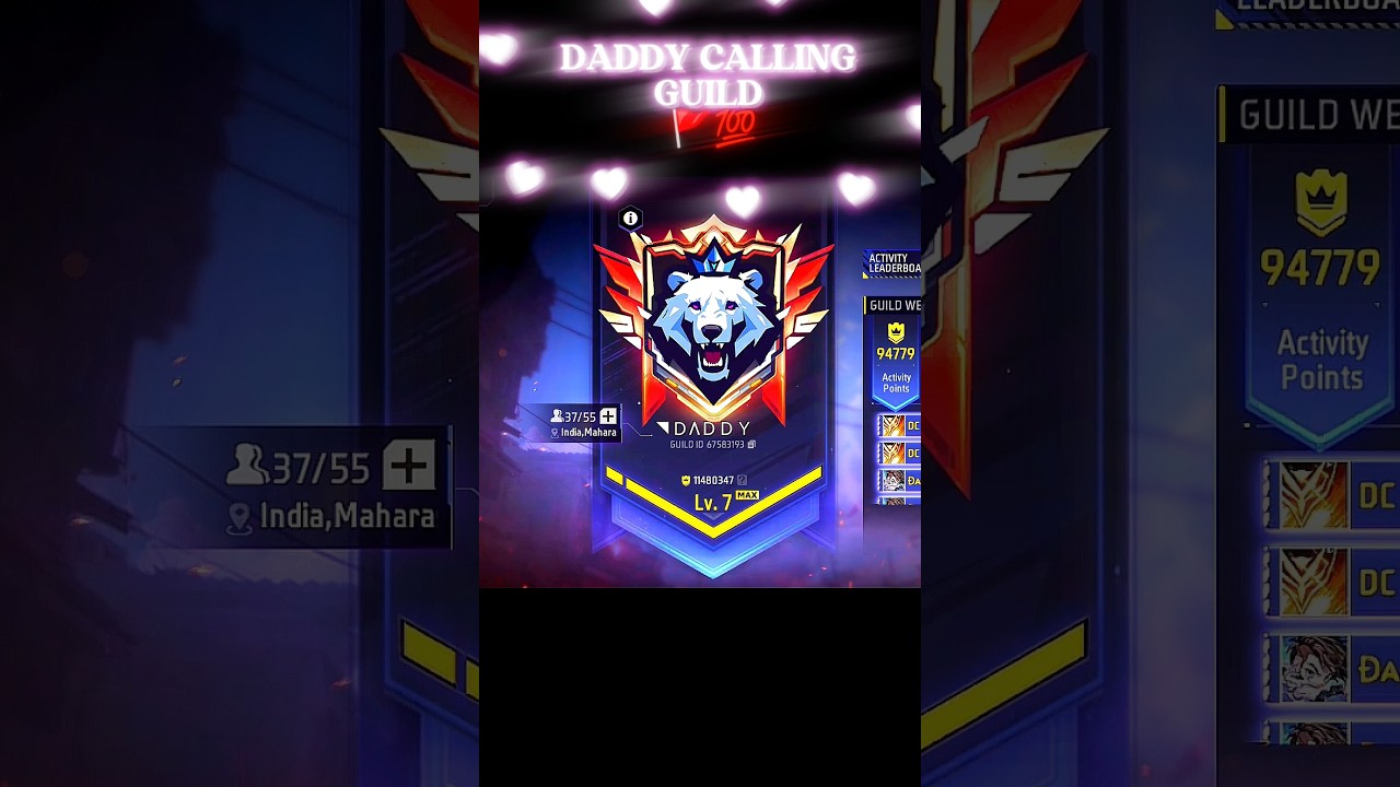 DADDY CALLING GUILD💯😈 II @daddycalling_ff  #freefire #daddycalling #shorts #short #garenafreefire