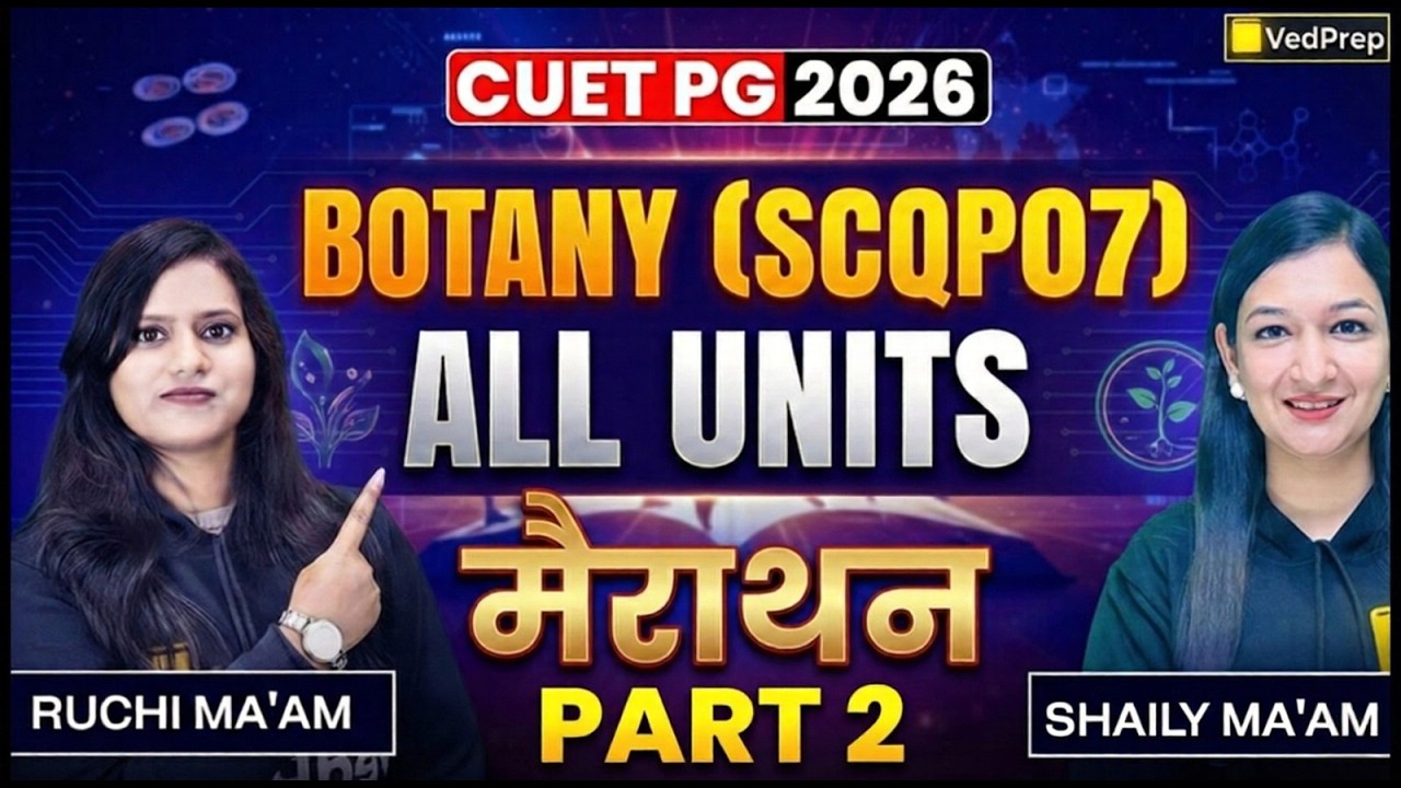 CUET PG 2026 Botany (SCQP07) | All Units Mega Marathon Part 2 | Complete Syllabus Revision | VedPrep