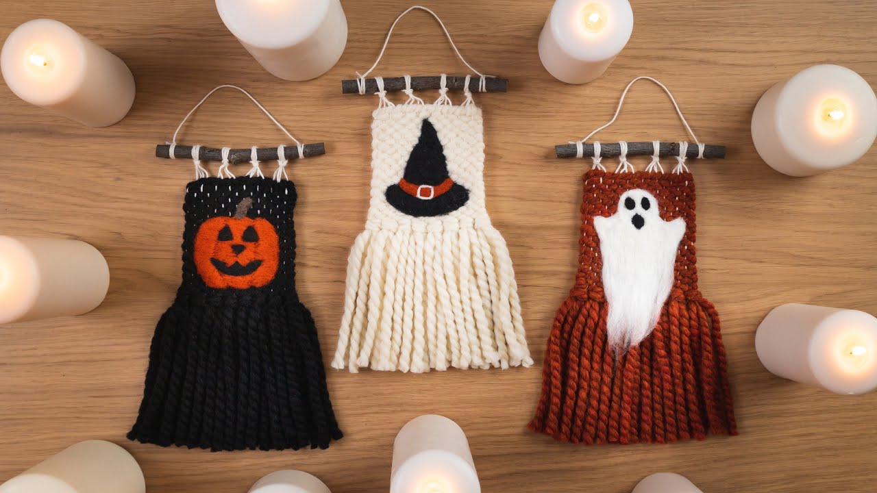 3 ADORABLE Halloween Woven Wall Hangings (+ needle felting!)