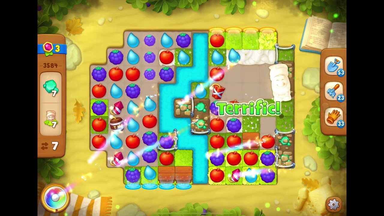 GardenScapes Level 3584 no boosters (15 moves)