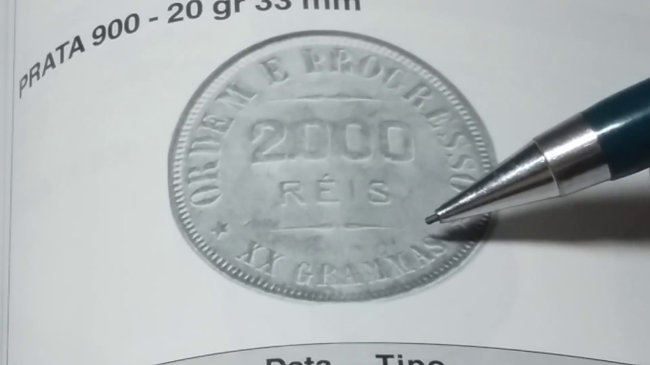 Moeda de prata 2000 Réis 1907(Normal e revessos invertida e hori). Valor pelo catálogo novo de 2018.