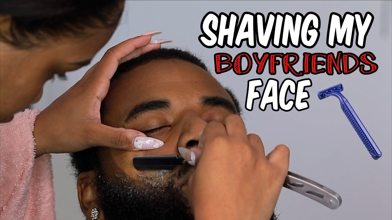 SHAVING MY BOYFRIENDS FACE | AALIYAHJAY