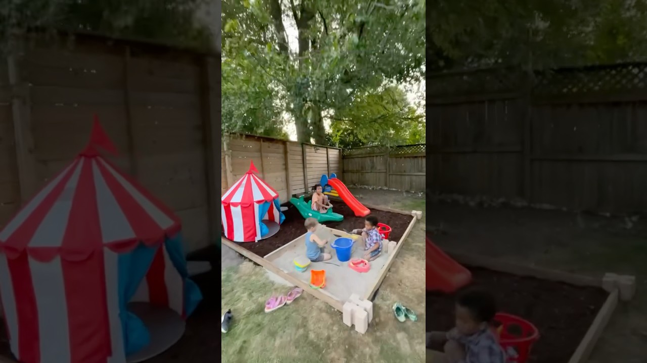 How to build a budget mini kids playground in your backyard #diyplayideas #backyardplayground