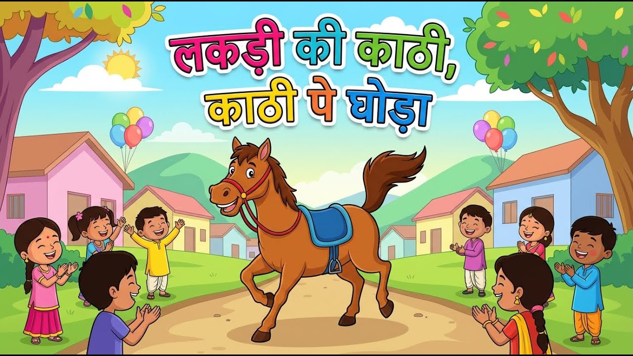 लकड़ी की काठी काठी पे घोड़ा | Hindi Nursery Rhyme | Kids Animation Song | Bol Bandar