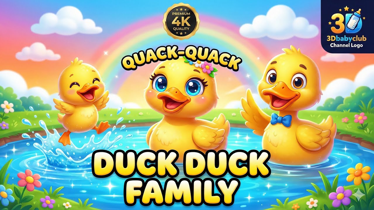 Duck Family 🦆 | Quack Quack Song for Kids | Baby Shark Style Nursery Rhyme | 3D Cartoon #kidsvideo 