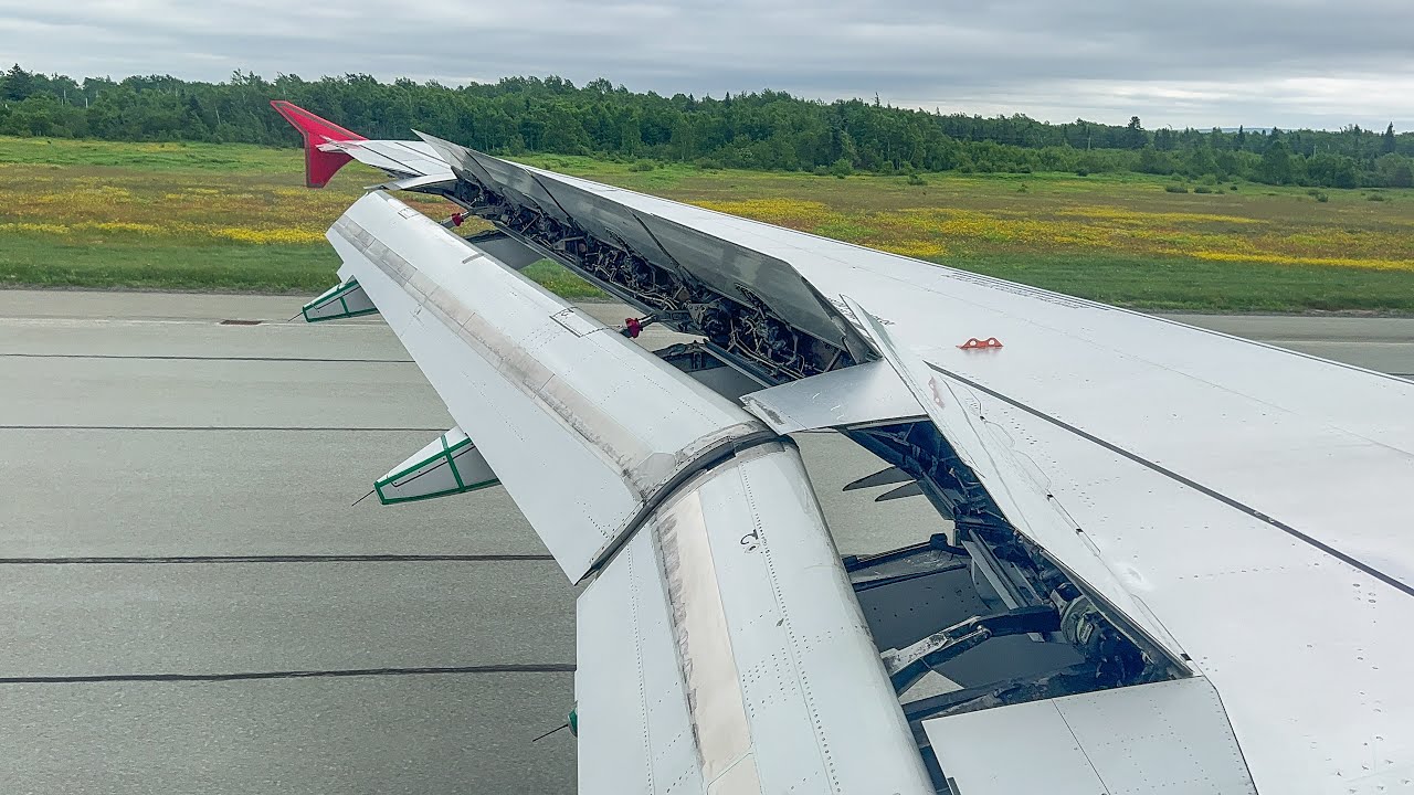 Air Canada Airbus A319-114 Windy Downhill Runway Landing in Gander Newfoundland ~ YQX