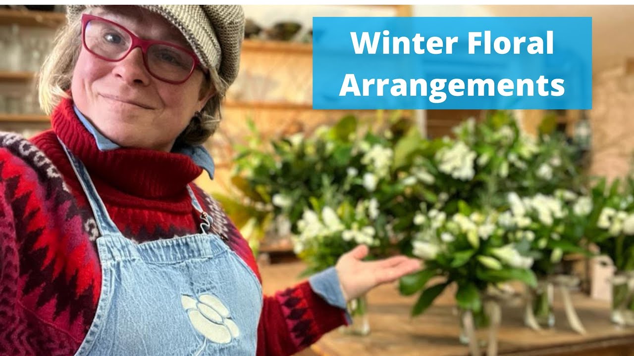 Winter arrangements of flowers with fab garden foliage