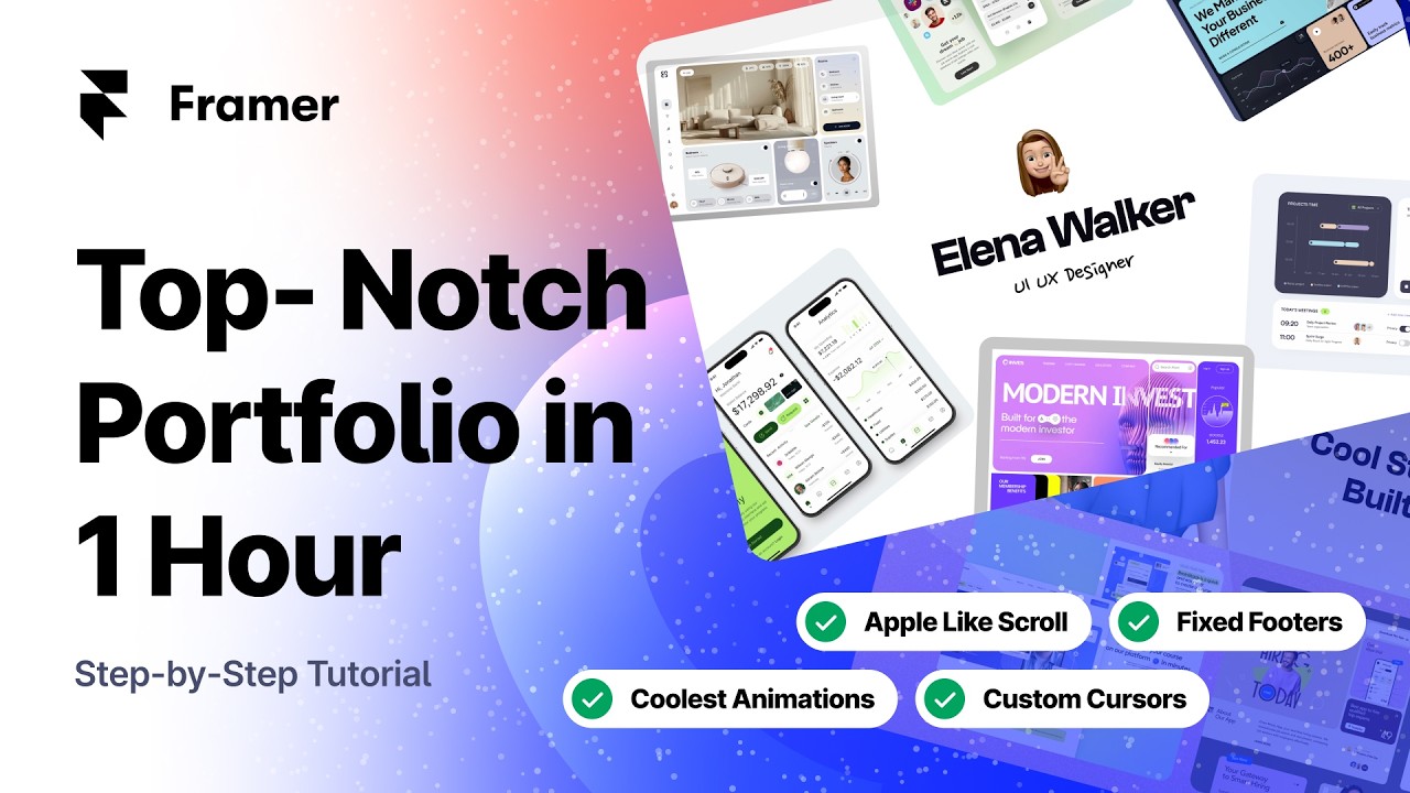 Framer Tutorial: The Ultimate Portfolio Template in 60 Minutes : Land your Dream Job #nocode