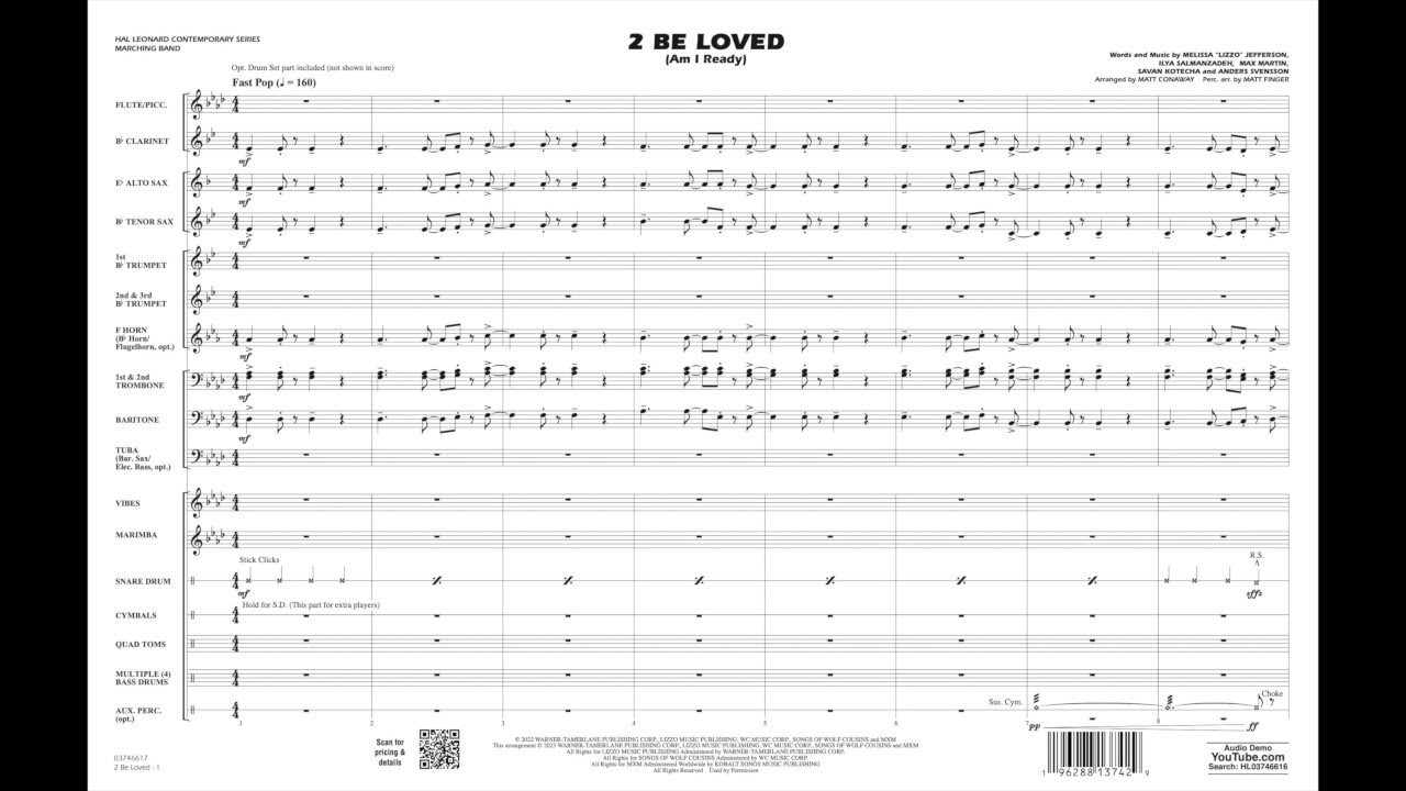 2 Be Loved (Am I Ready) arranged by Matt Conaway