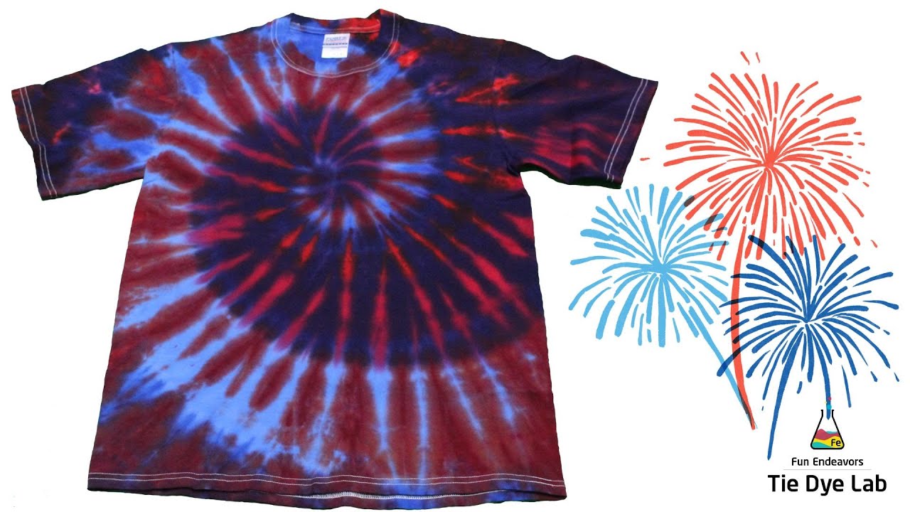 Tie Dye Patterns : Red and Blue Patriotic Spiral Tie Dye Shirt