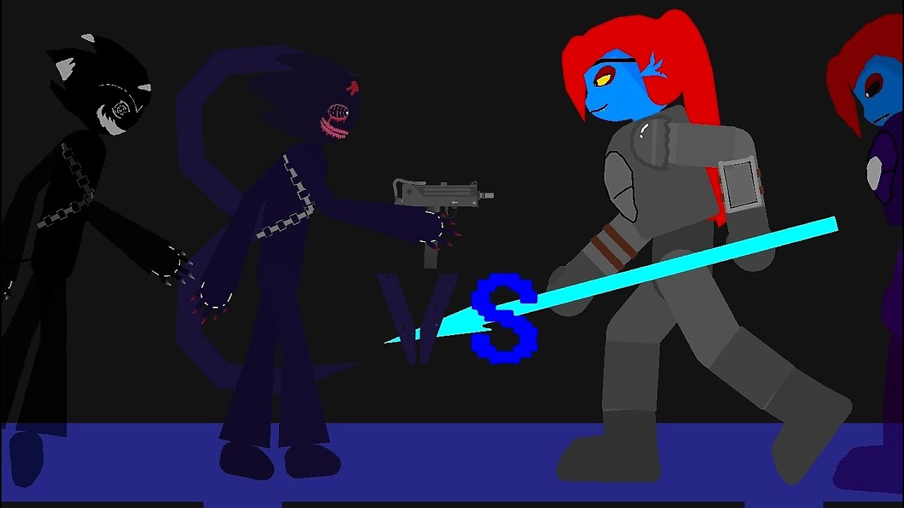evil pico / corrupted pico vs undyne (fnf undertale) ( stick nodes )