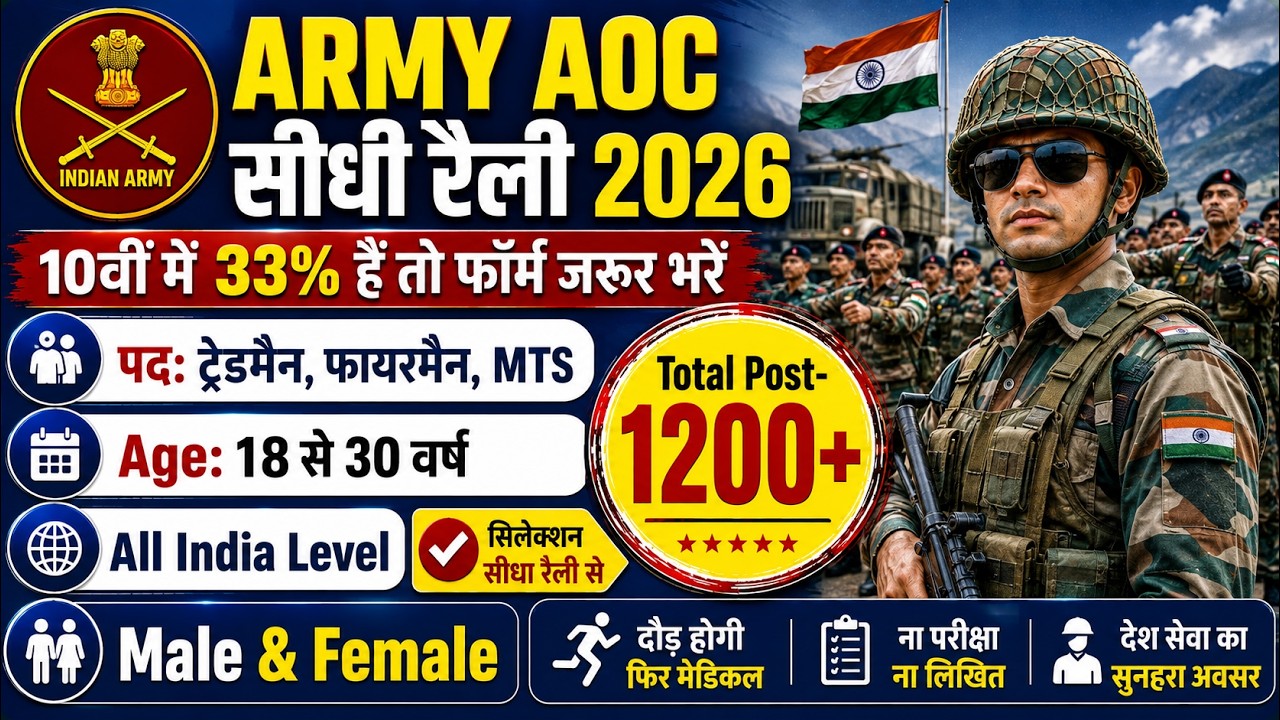ARMY AOC Rally Recruitment 2026 Notification | ARMY AOC New Vacancy 2026 | Bharti Nov Jobs|10th Pass