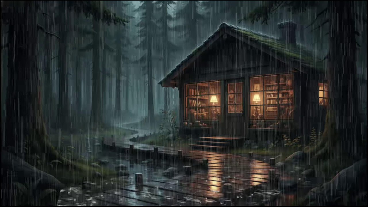 Rain Covered Forest Cabin 🌧 | Gentle Night Rain Sounds for Deep Sleep, Calm Dreams and Peaceful Rain