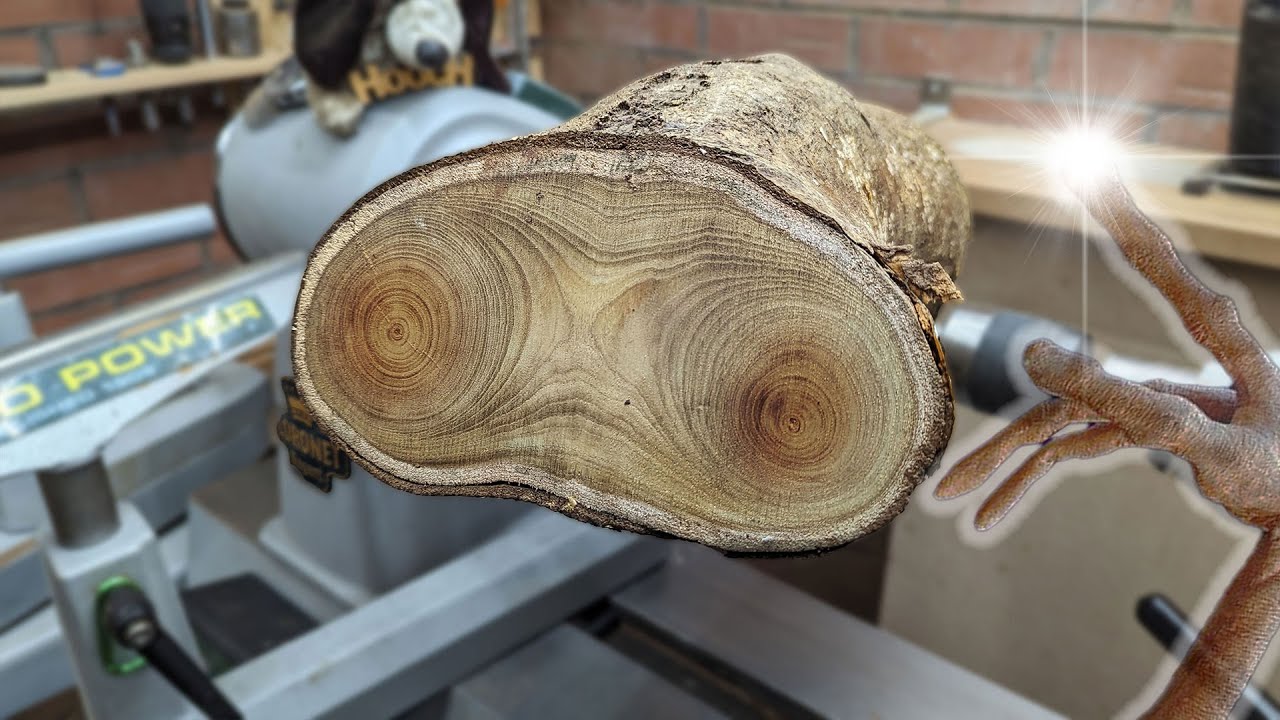 ET phone HOME - Woodturning the two eyed LABURNUM LOG