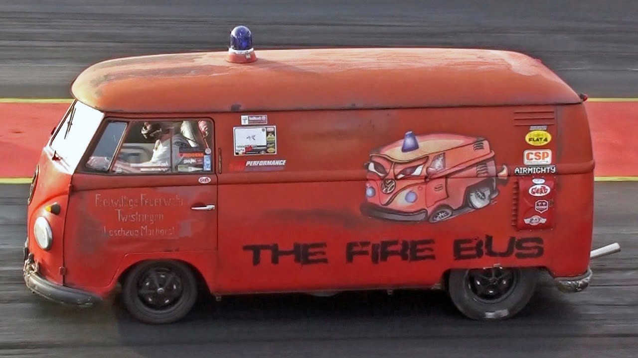 '56 VW Split Screen Panel Van 'The Fire Bus' runs 14.45 at 88 mph