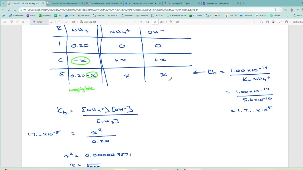 4.20 Weak Base Calculations
