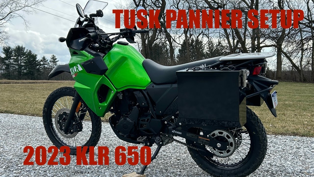 2023 Kawasaki KLR 650 Tusk Pannier racks and medium hard panniers