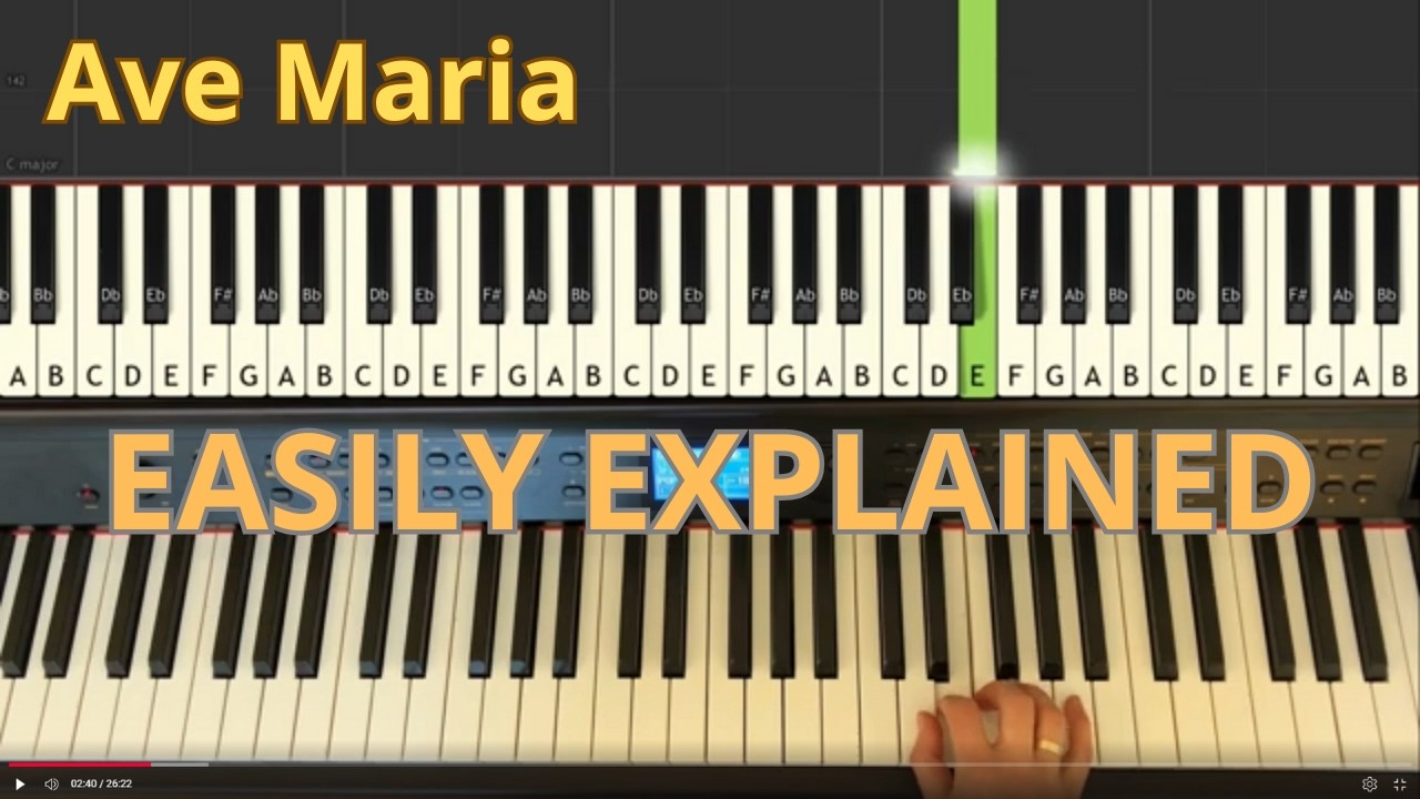 Ave Maria,  Charles Gounod (by Bach) - how to play on the piano, easy piano tutorial, Synthesia