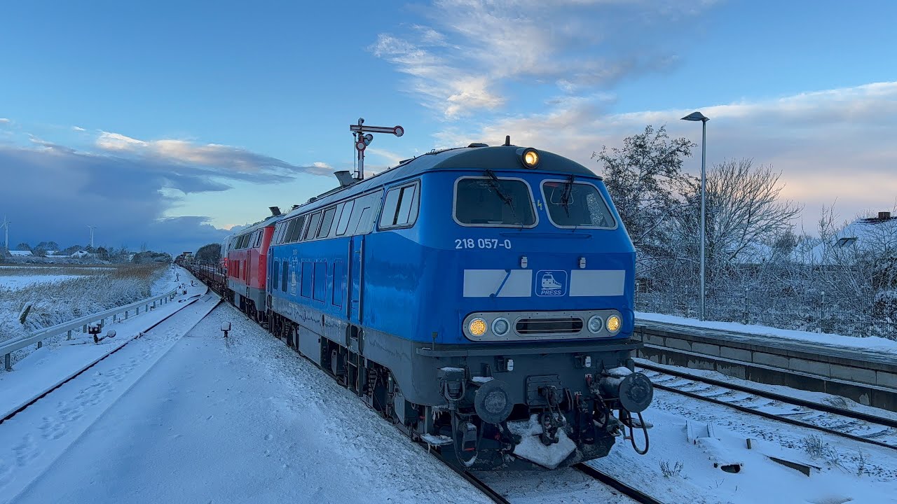 218 fanget i sneen Klanxbüll. (Dobel Traktion)