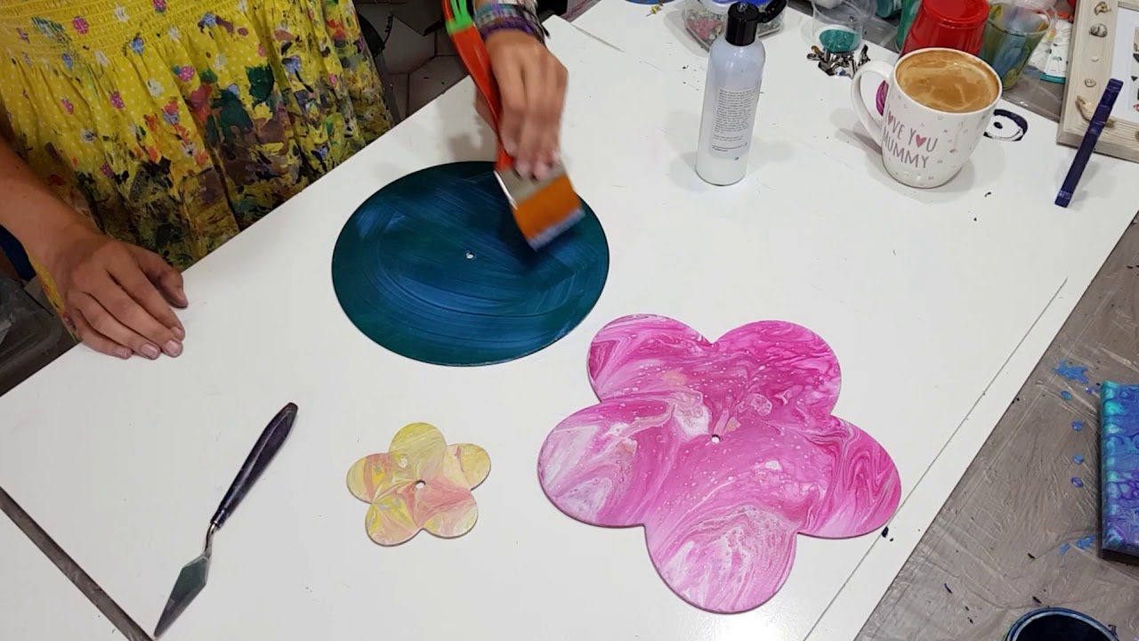 How to Make a Flower Clock using Acrylic Pour Flip Painting Gorgeous