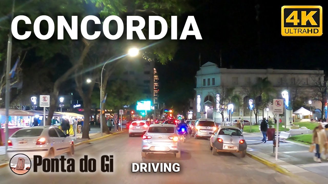 【4K】CIUDAD de CONCORDIA [paseo CENTRO de noche] #driving tour virtual 2023 - ENTRE RIOS - Argentina