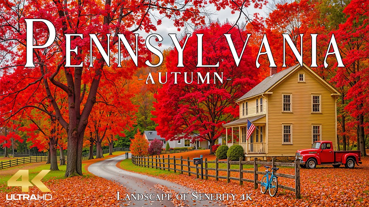 Autumn in Pennsylvania 4K UHD 🍁 Golden Forest Roads, Peaceful Farmlands & Quaint Colonial Villages