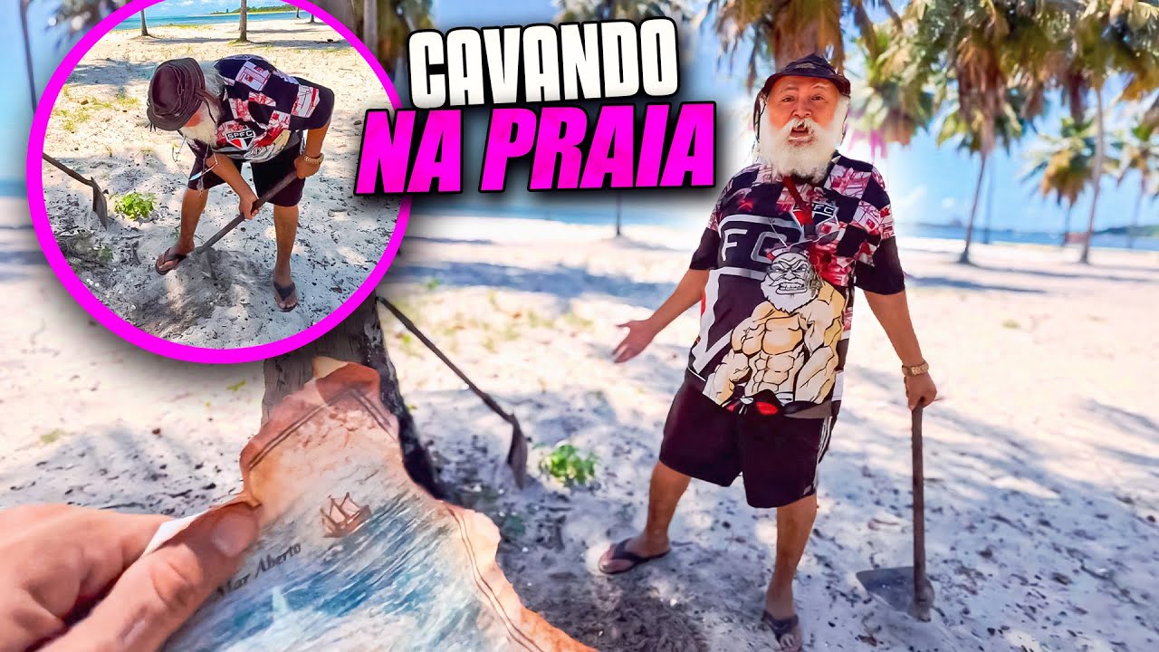 LUIZ DO SOM CAVANDO PRA ACHAR O TESOURO NA PRAIA 