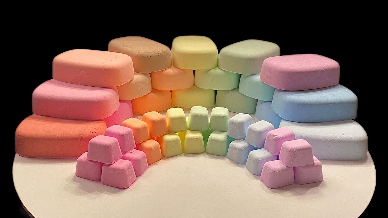 rainbow colors asmr baking soda 🌈 satisfying crush