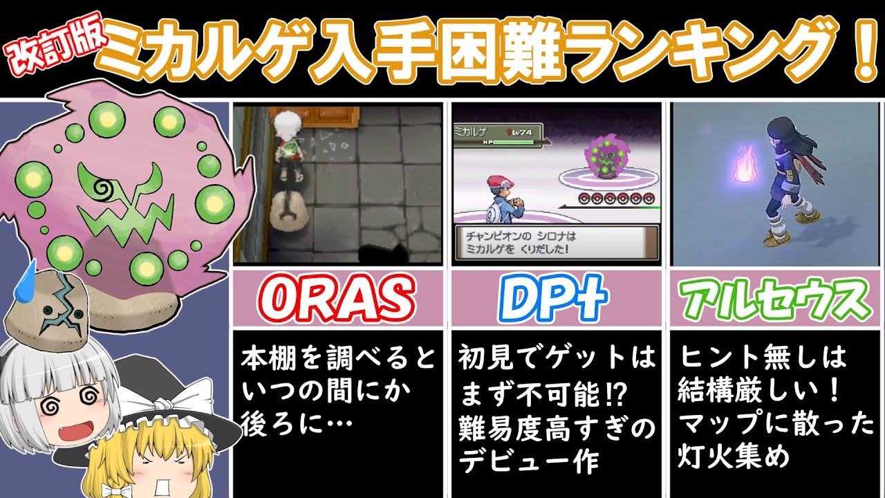 [改訂版] ミカルゲ入手困難ランキング！【ゆっくりポケモン解説】