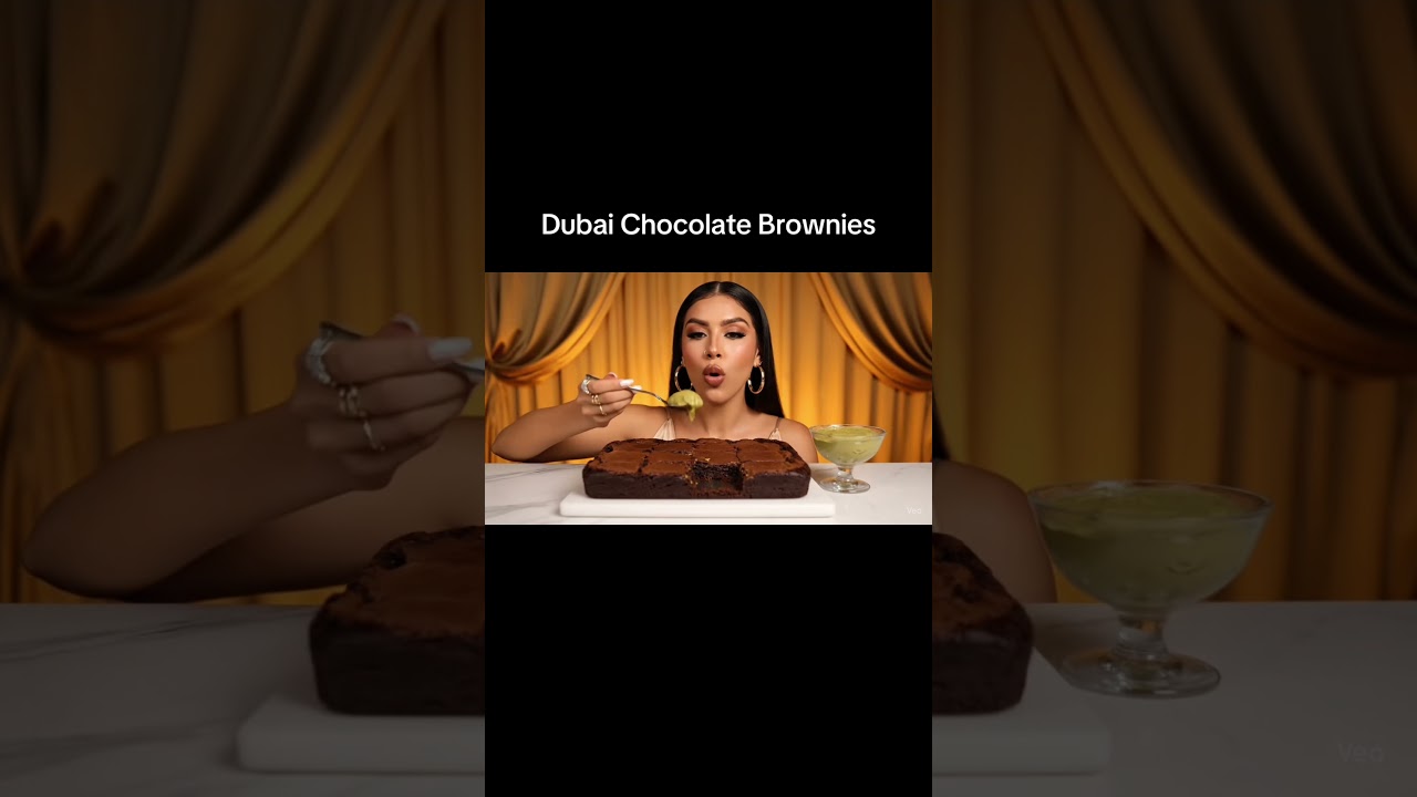 Dubai Chocolate Brownie Mukbang #dubaichocolate #brownies #asmr #mukbang #dessert #veo3 #ai