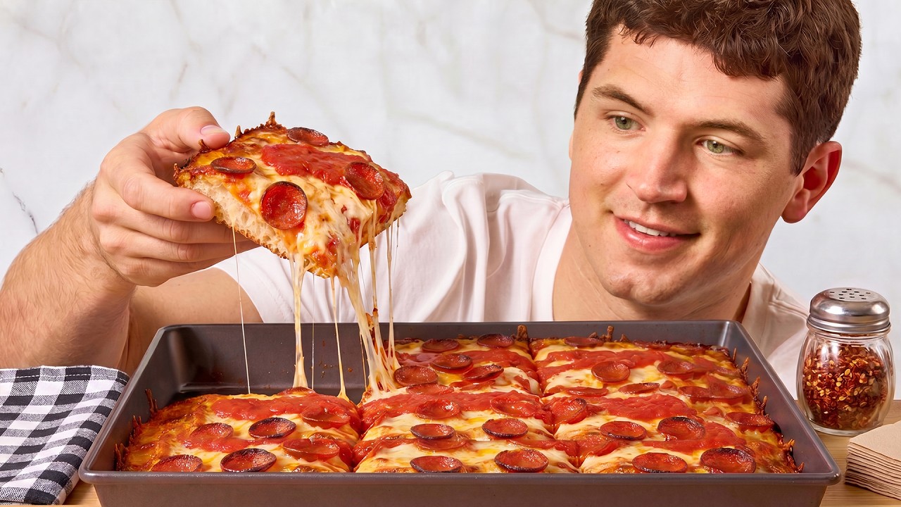 Detroit Style Pan Pizza (Extra Crispy Edges)