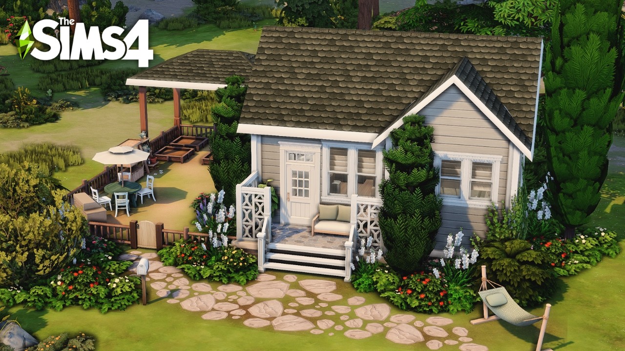Tiny home with a garden // The sims 4 CC speed build