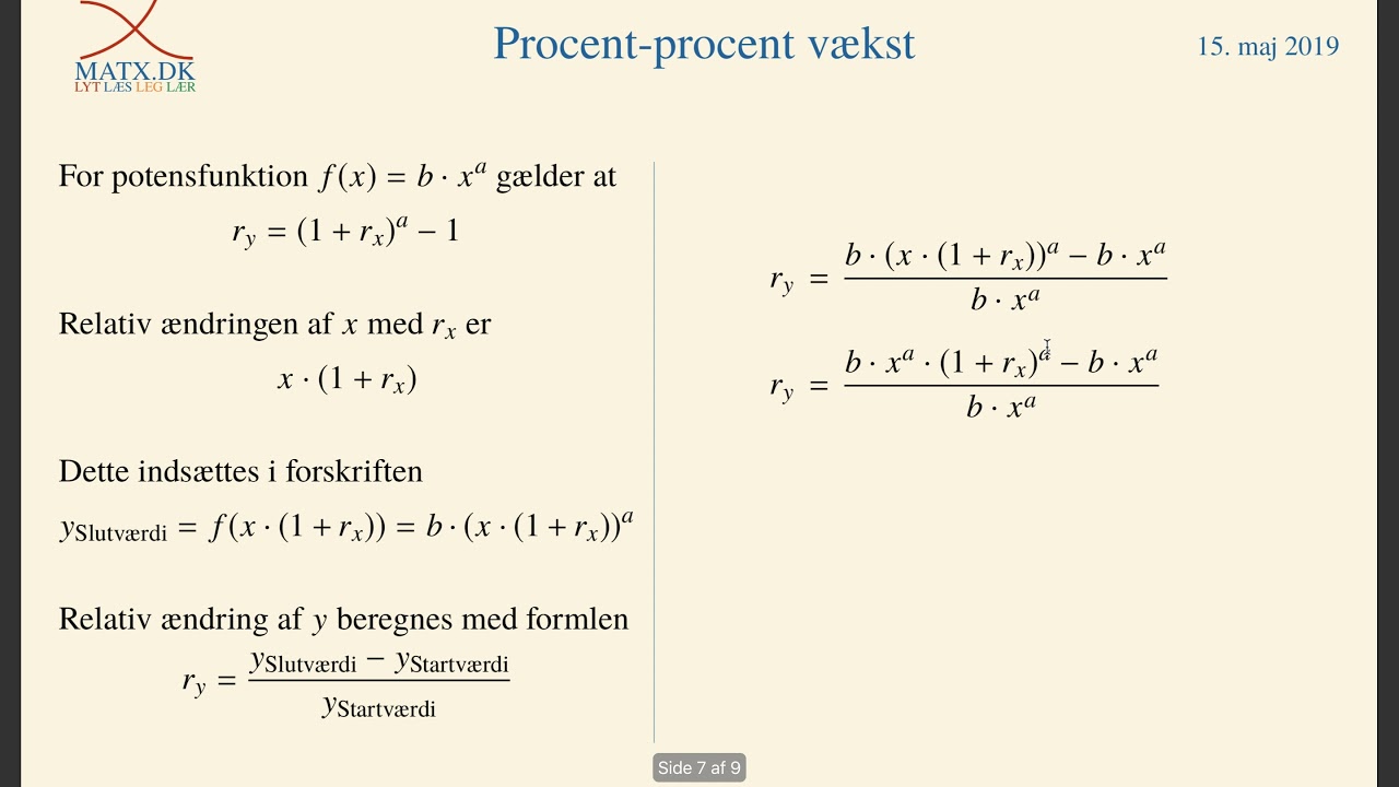 Potensfunktion procent-procent vækst
