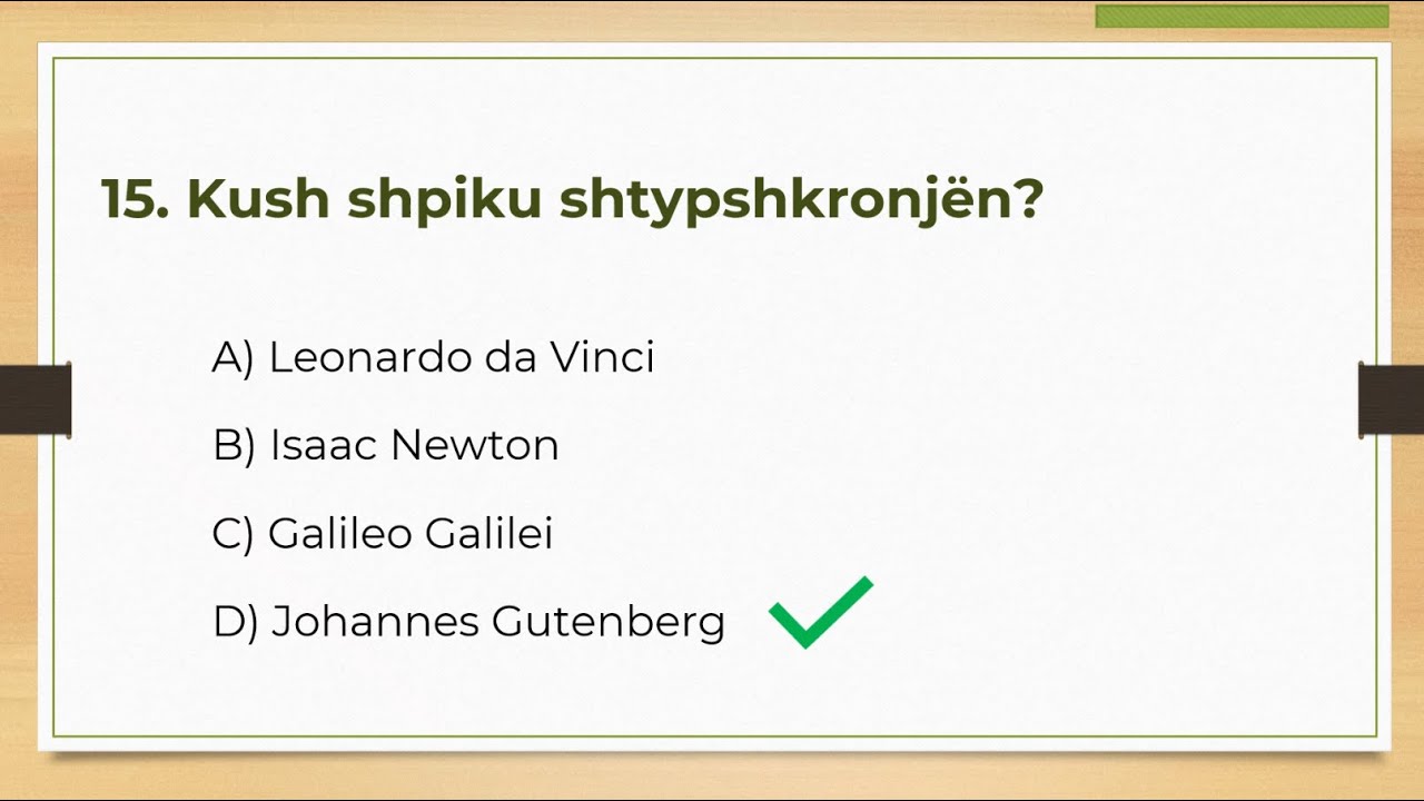 Quiz shqip - Histori 2 - 50 pyetje që do të bëjnë të mendosh - Sfido Trurin
