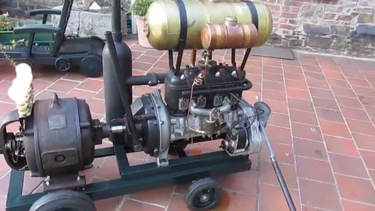 DKW stationary engine 4 cyl 2 stroke driving a French dynamo
