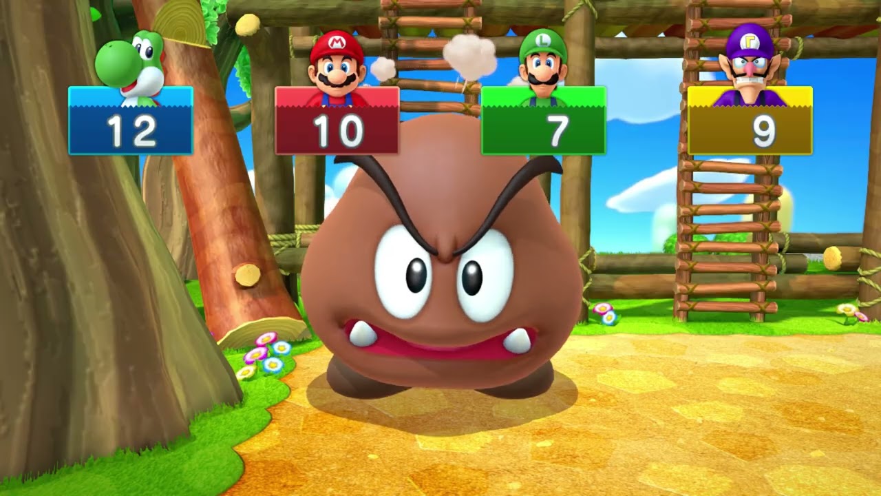 Mario Party 10 Petey's Bomb Battle - Yoshi Vs Mario Vs Luigi Vs Waluigi (Minigame)