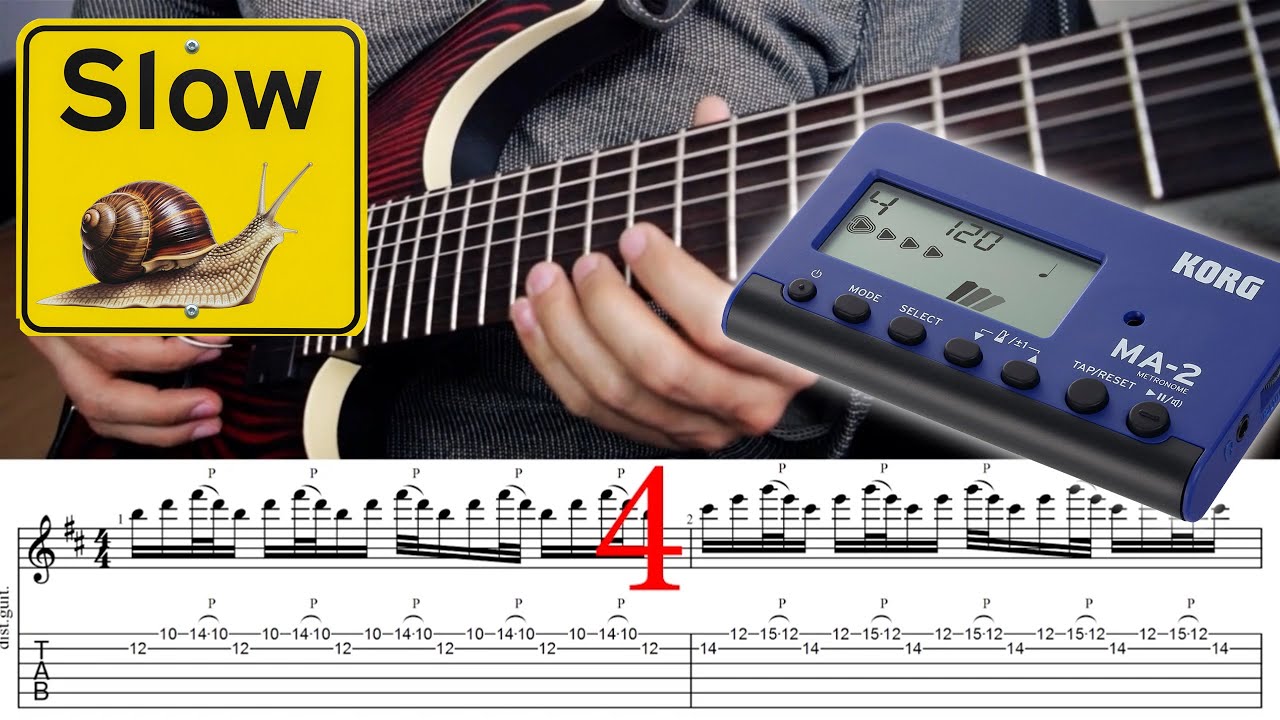 Europe - the final countdown Guitar Solo Slow with Tab & Metronome