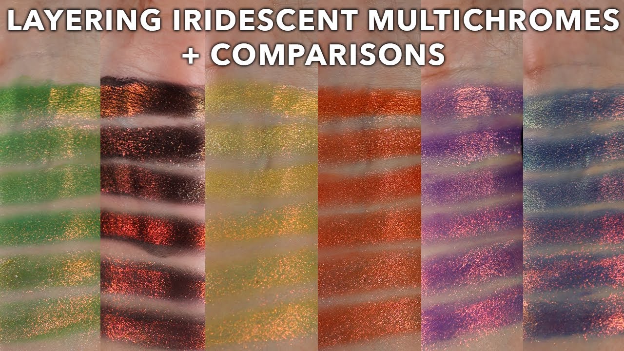 Iridescent Multichrome Comparisons and layering over different color matte eyeshadow