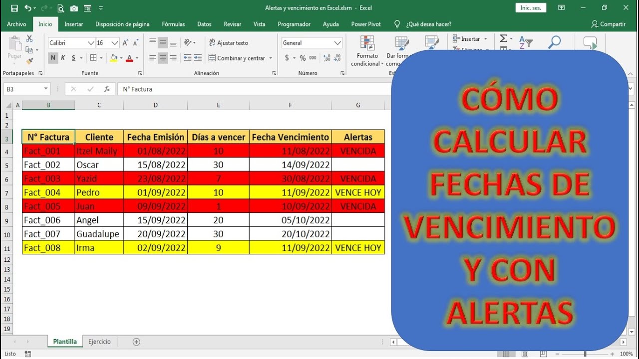 CÓMO CALCULAR FECHAS DE VENCIMIENTO Y CON ALERTAS EN EXCEL FÁCIL Y RÁPIDO.