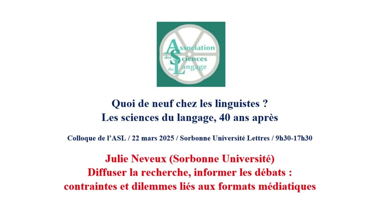 Colloque ASL mars 2025. Julie Neveux