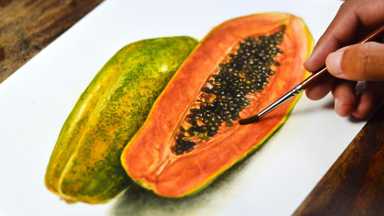 Painting a Realistic Papaya in Watercolor