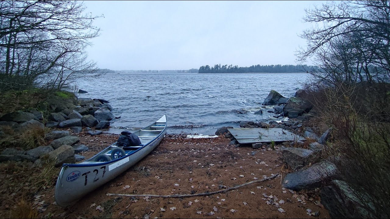 Solo Canoeing In Åsnen During Rough Weather