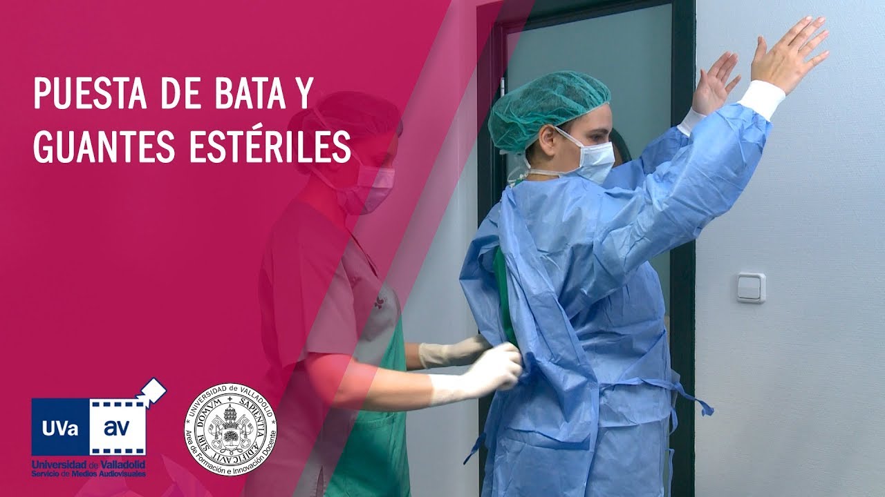 PUESTA DE BATA Y GUANTES ESTÉRILES