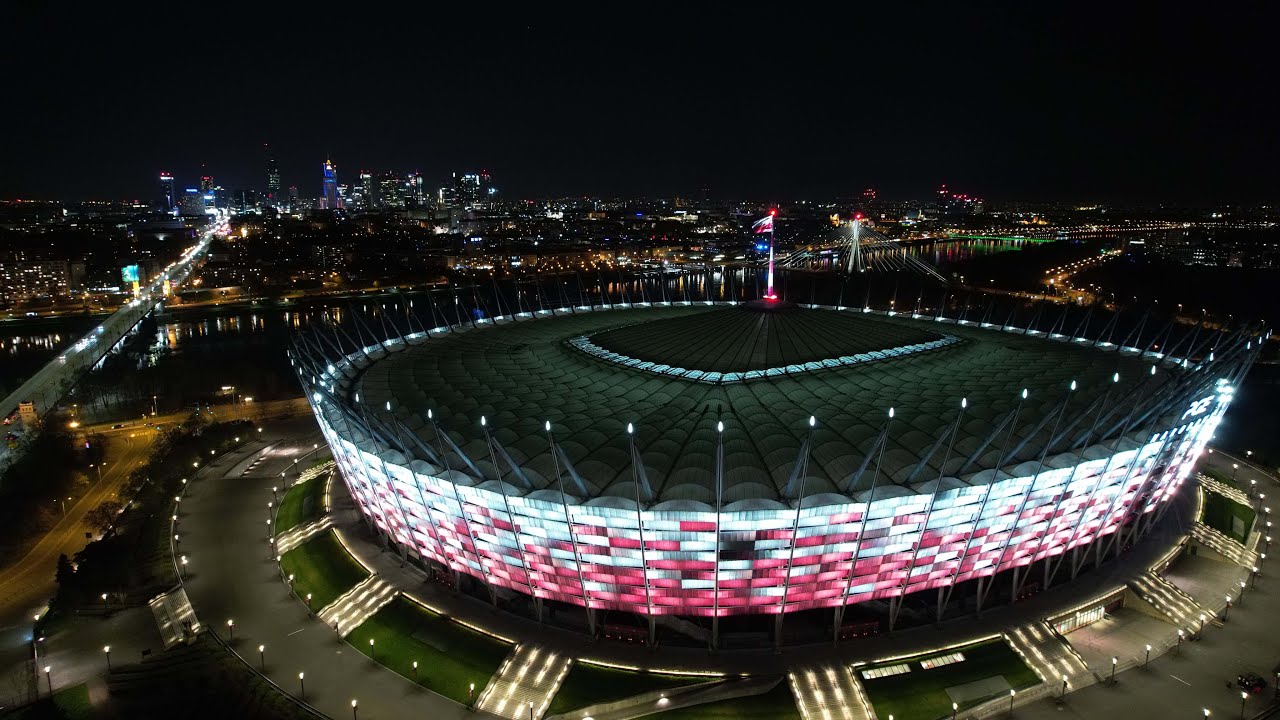 Stadion Narodowy nocą 4K. Warsaw National Stadium at night 4K