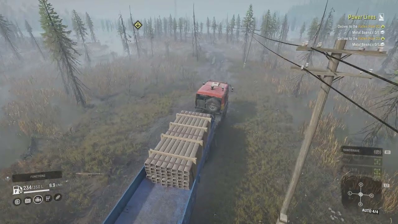 SnowRunner repairing power lines