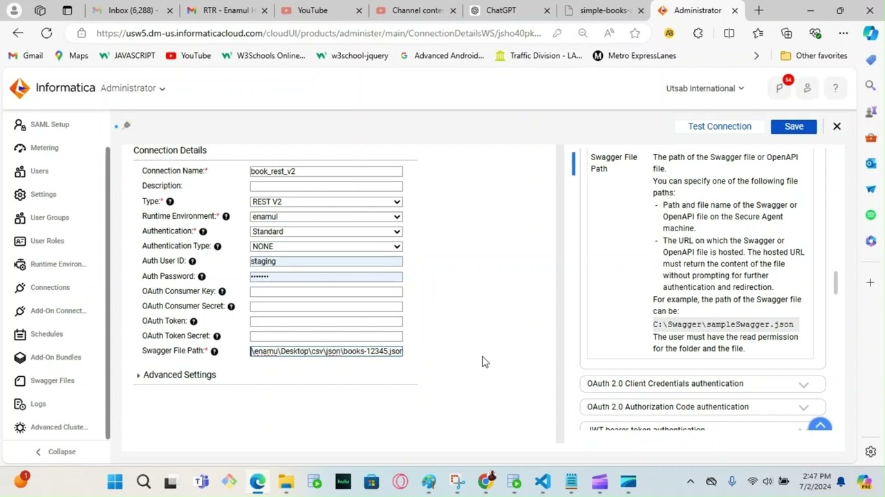 Loading live data in table -using Informatica Intelligent Cloud Service webservice - swagger-rest-v2