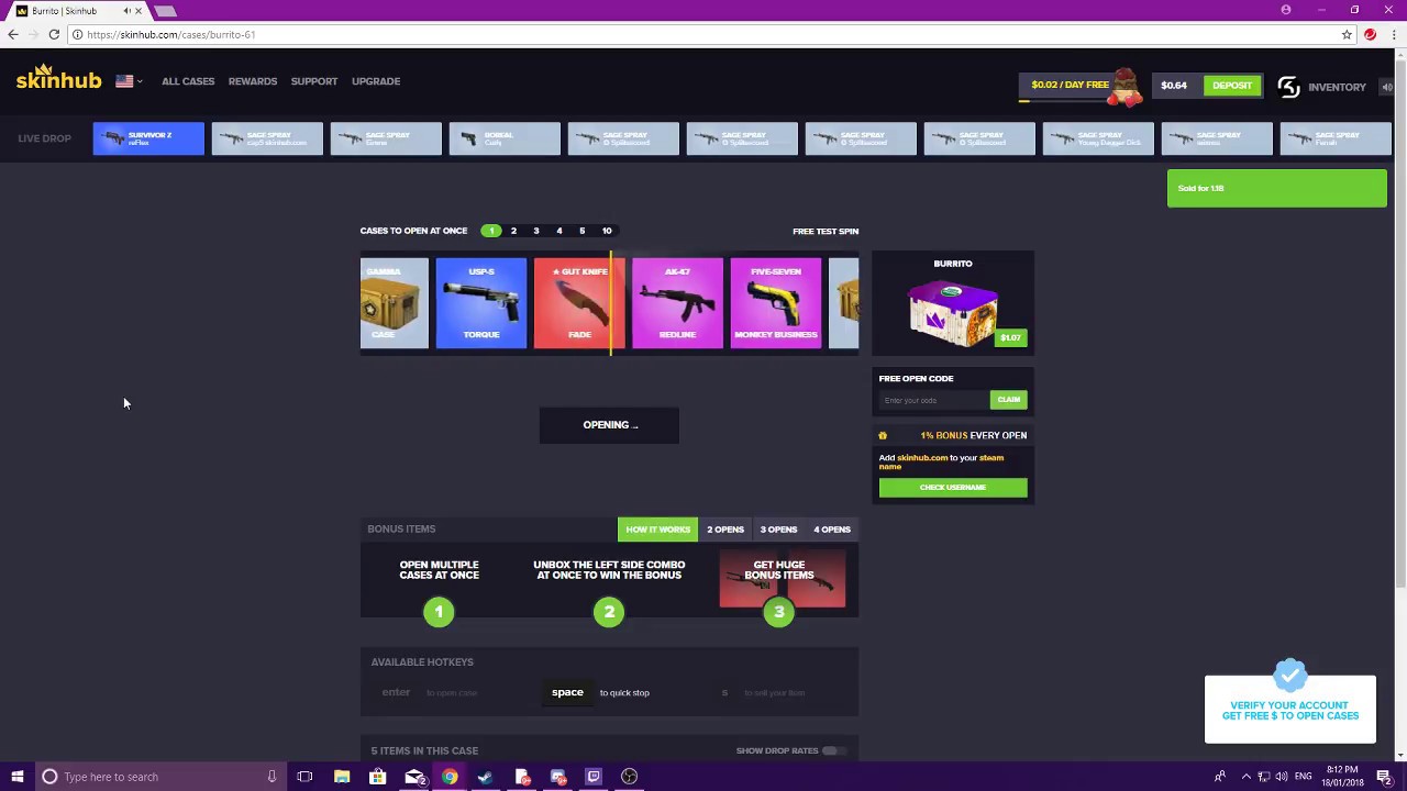 Skinhub.com Opening a Gut Knife Fade Factory New