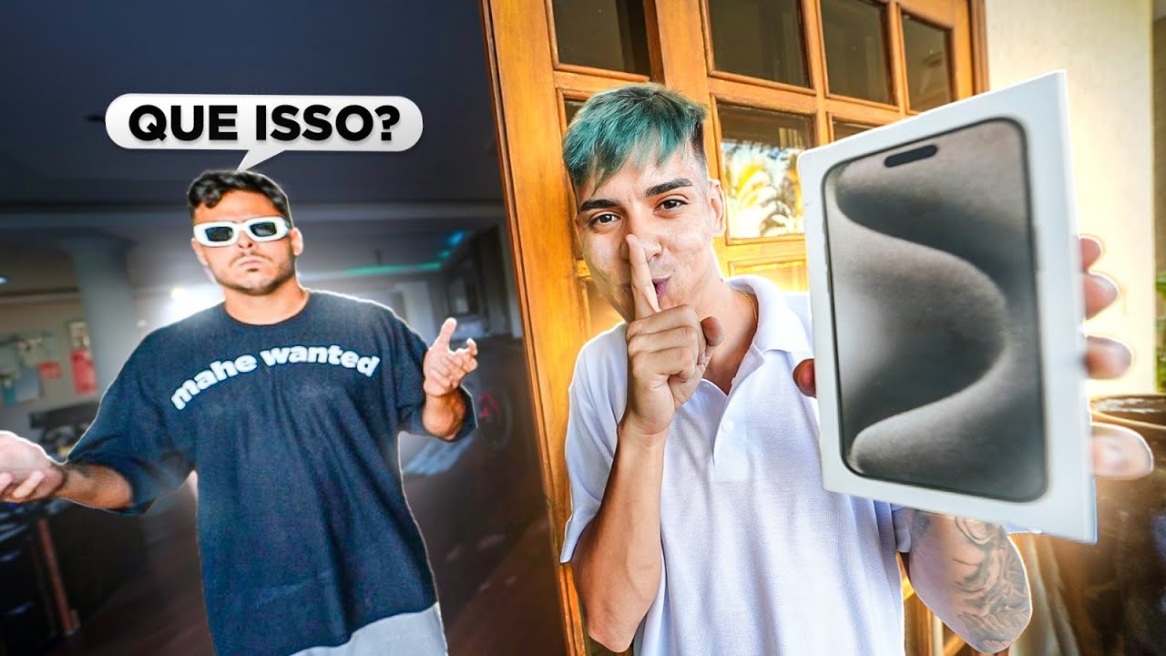 DEI UM IPHONE 15 PARA O RENATO E ELE FICOU BRAVO 😡