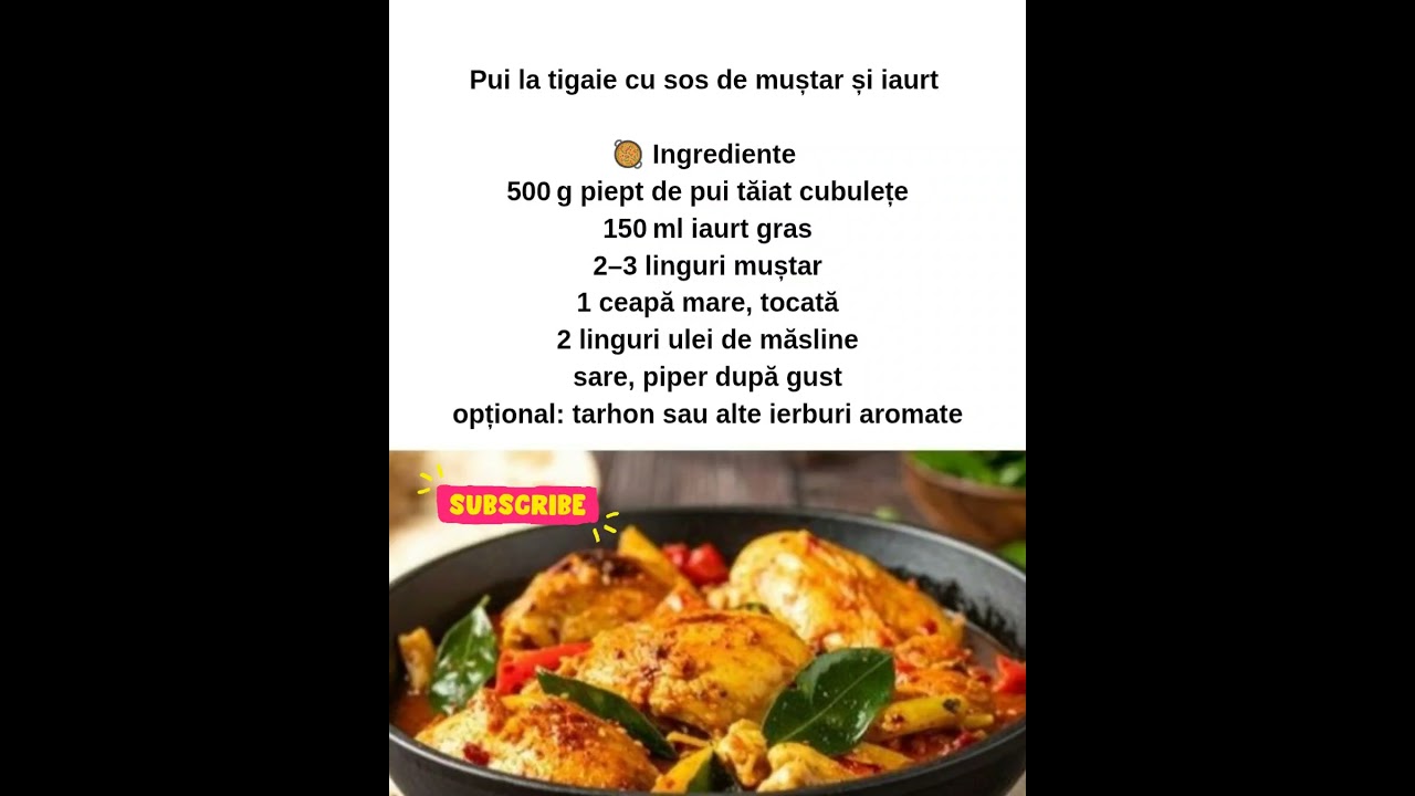 Pui la tigaie cu sos cremos de muștar și iaurt😍♥️😍♥️😍